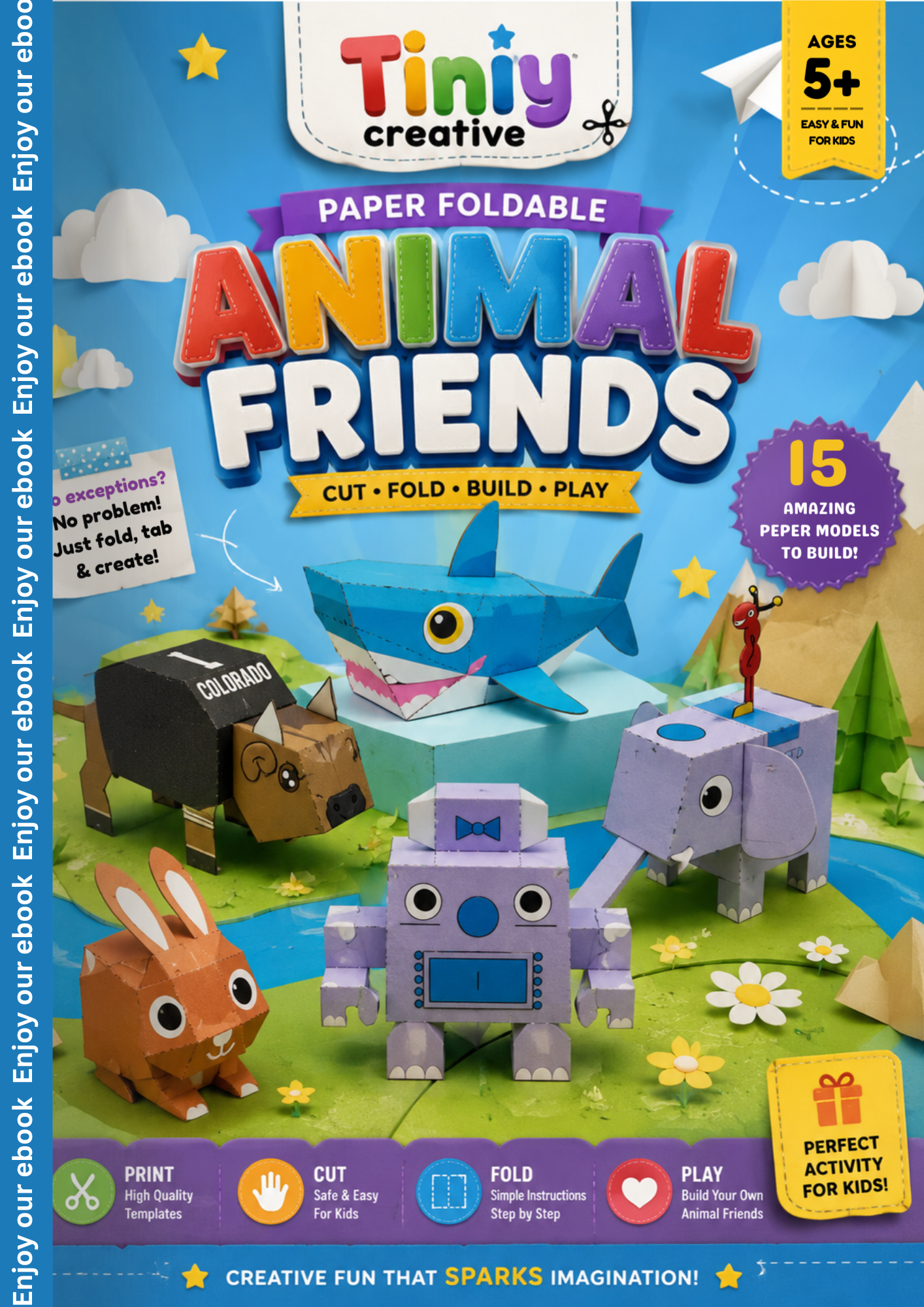 Printable Animal Papercraft Ebook | DIY 3D Paper Animals for Kids | Instant PDF Download