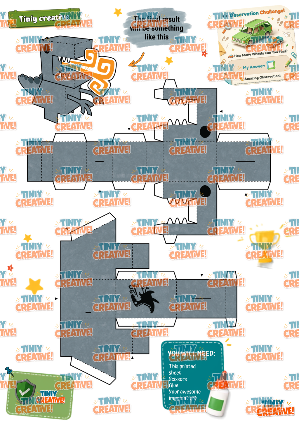 Printable Animal Papercraft Ebook | DIY 3D Paper Animals for Kids | Instant PDF Download