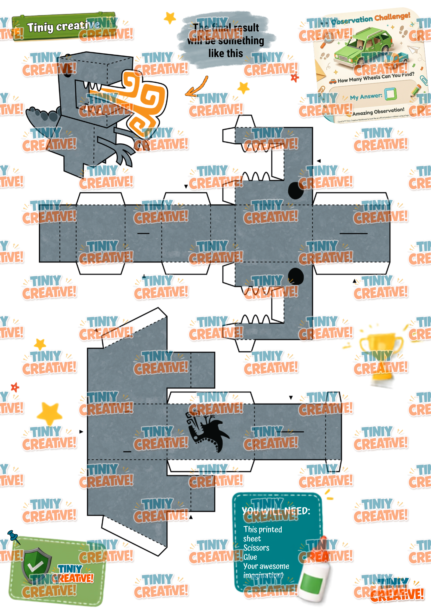 Printable Animal Papercraft Ebook | DIY 3D Paper Animals for Kids | Instant PDF Download