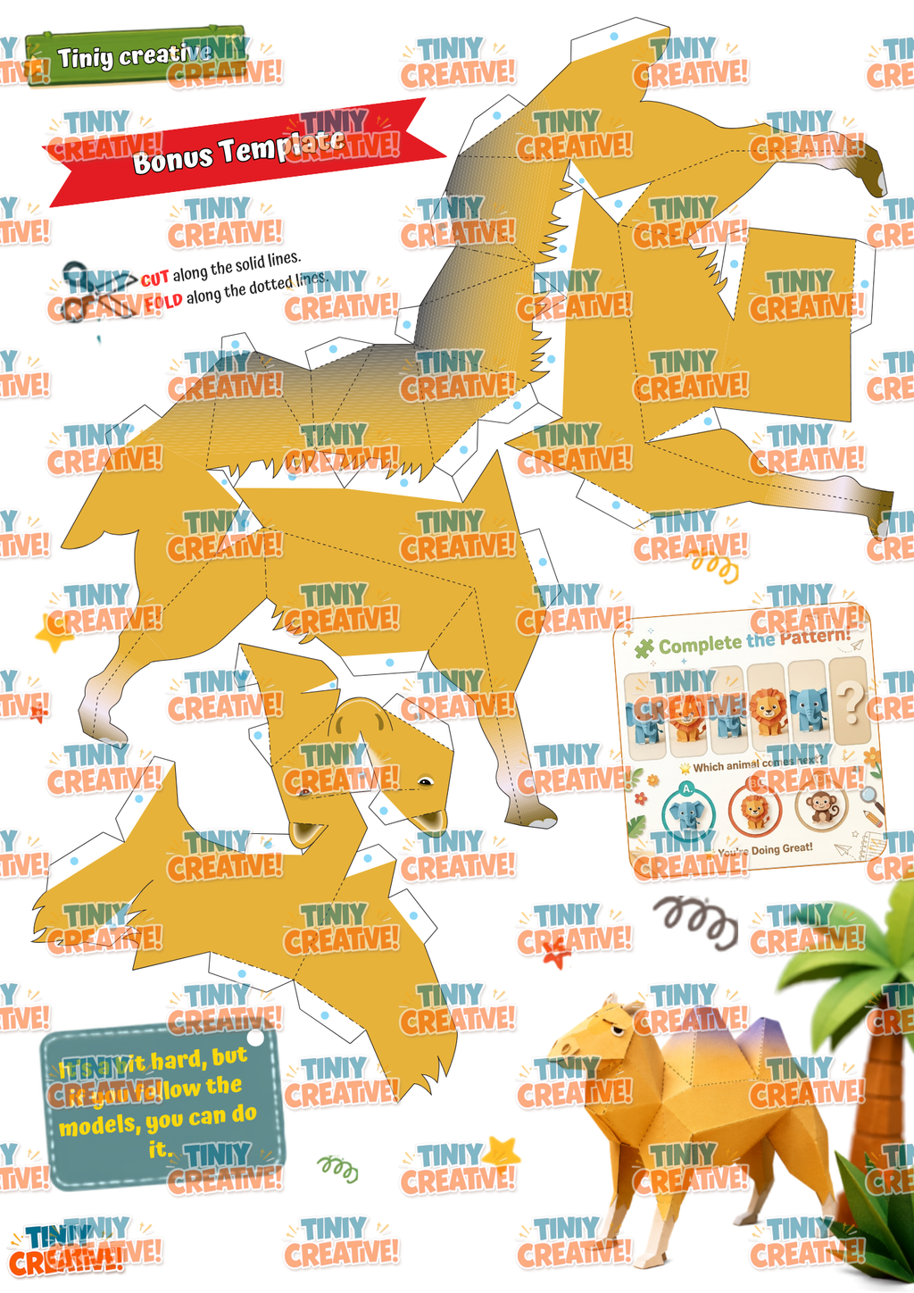 Printable Animal Papercraft Ebook | DIY 3D Paper Animals for Kids | Instant PDF Download