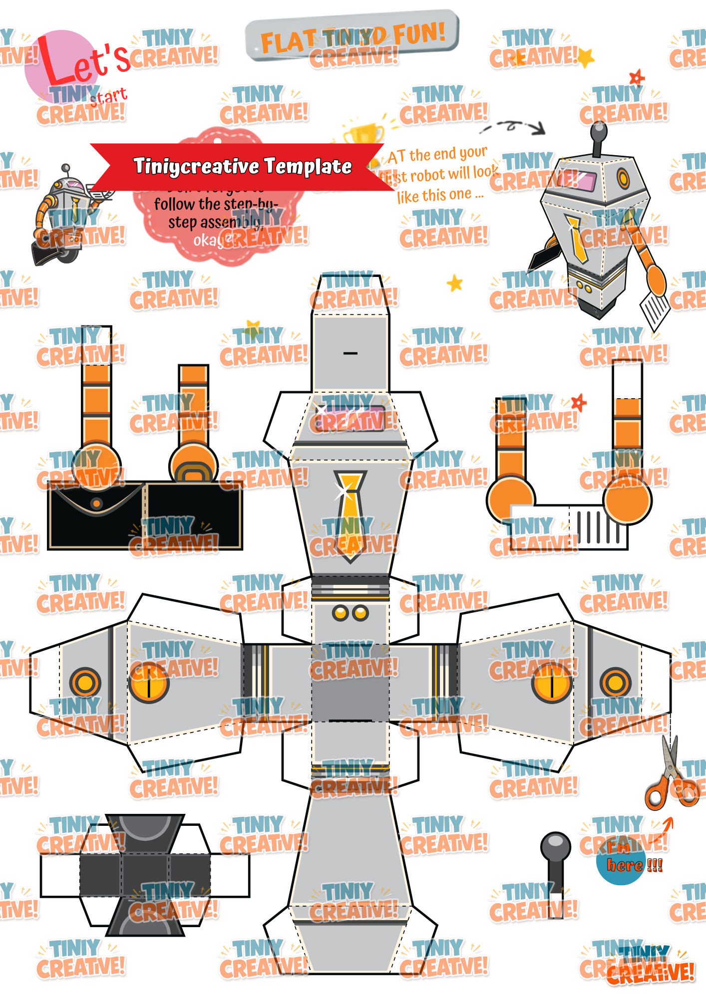 Tiniy Creative: Flat to 3D Fun! – Printable Papercraft Activity Book for Kids (8 Pages)